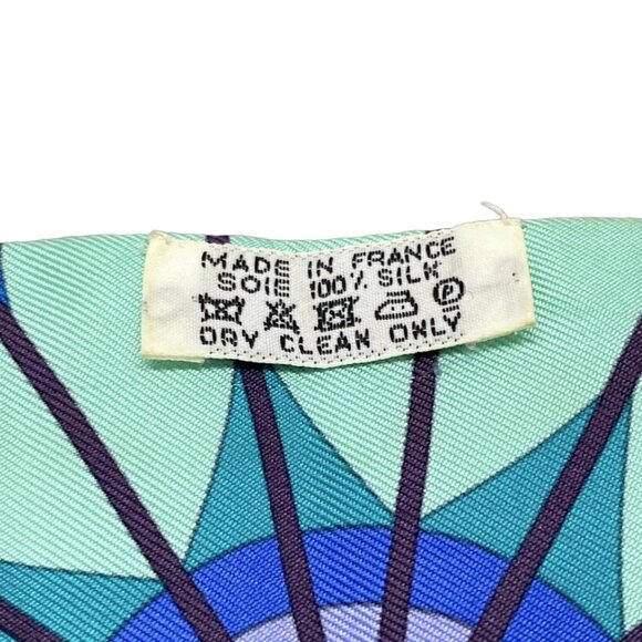 HERMES Twilly - Blue Light Green Multi Scarf 158-072225 - Picture 7 of 7